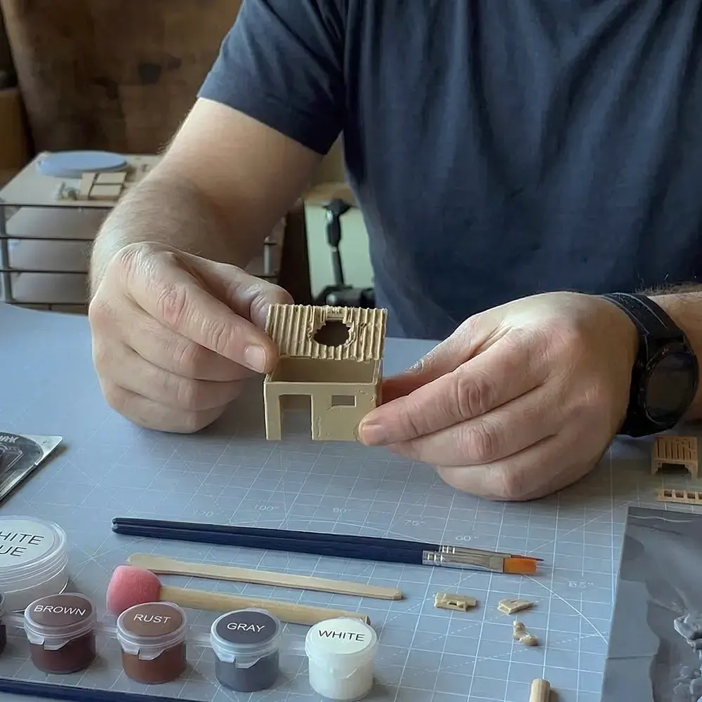 complete diorama kit with instructions build realistic ruined house scene